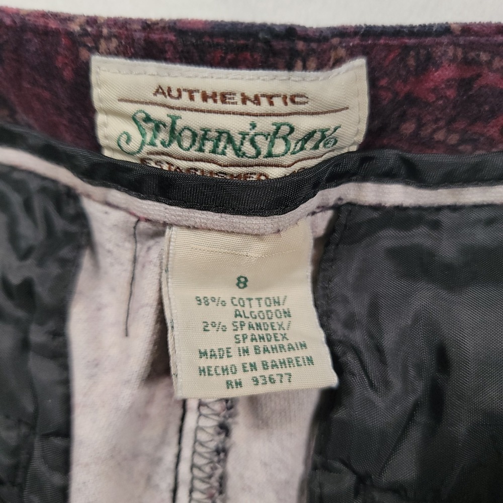 St Johns Bay Women Sueded Pants Size‎ 8 Paisley Print Purple Straight Leg - Picture 8 of 11
